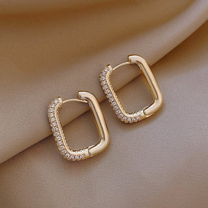 2021 New Classic Copper Alloy Smooth Metal Hoop Earrings For Woman Fashion Korean Jewelry Temperament  Daily Wear earrings