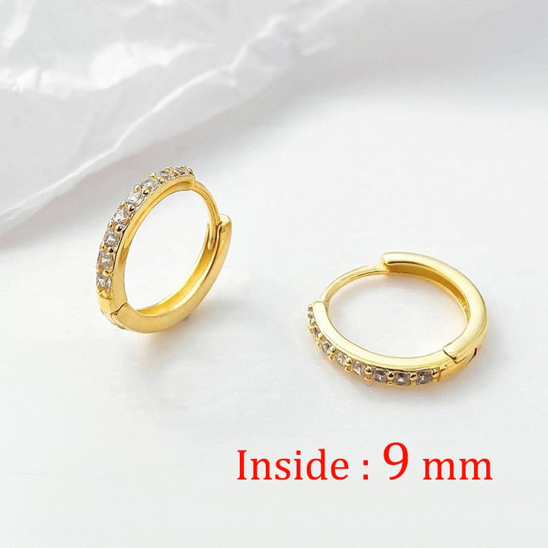 2PCS Stainless Steel Minimal Hoop Earrings Crystal Zirconia Small Huggie Thin Cartilage Earring Helix Tragus Piercing Jewelry