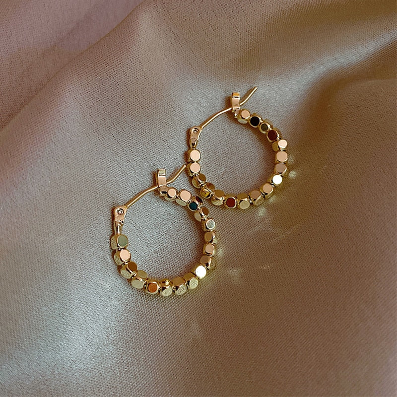 Statement Minimalist Gold Silver Color Mixed Solid Heart Pendant Hoop Earrings Street Style Korean Fashion Jewelry