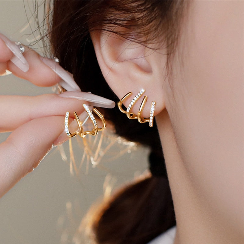 Vintage Metallic Gold Color Multiple Small Round Stud Earrings Women Korean Jewelry Fashion Wedding Party Earrings Jewelry Gifts